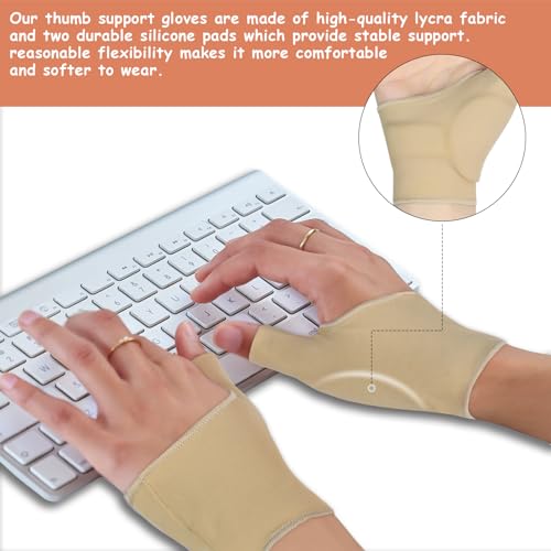 Jianlida Thumb Wrist Brace Compression Sleeve for Women and Men, Soft Elastic Fabric Thumb Splint Glove Liner for Arthritis Pain Relief Protector Support - Left and Right Hand (Medium)