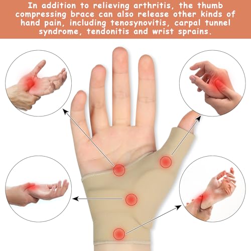 Jianlida Thumb Wrist Brace Compression Sleeve for Women and Men, Soft Elastic Fabric Thumb Splint Glove Liner for Arthritis Pain Relief Protector Support - Left and Right Hand (Medium)