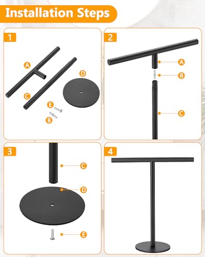 Hand Towel Holder for Bathroom, T-Shape Free Standing Towel Rack Stand, Matte Black Waterproof Hand Towel Rack for Bathroom Kitchen Countertop