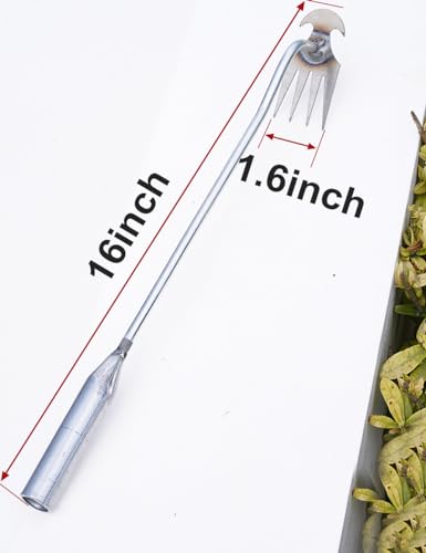 wohohoho Artifact Uprooting Weeding Tool, 16 Inch Galvanized Rust-proof Weed Pulling Tool, 4 Teeth Manganese Steel Forged Gardening Hand Weeder Tools for Vegetable, Planting, Farm, Gardening&Weeding