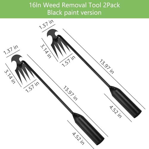 2PCS Weeding Artifact Uprooting Weeding Tool Weed Puller Tool Garden for Vegetable Gardening Farm, 2024New Weed Puller Tool，4 Teeth Manganese Steel Garden Hand Weeder Tool with Handle