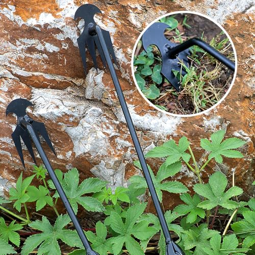 ROWPOZ Weeding Artifact Uprooting Weeding Tool, 2024 New Garden Weeding Tools Manganese Steel Portable Hand Weeder Tool, 4 Teeth Manual Weeders Tool Weed Pulling Tool (11.8 inch)