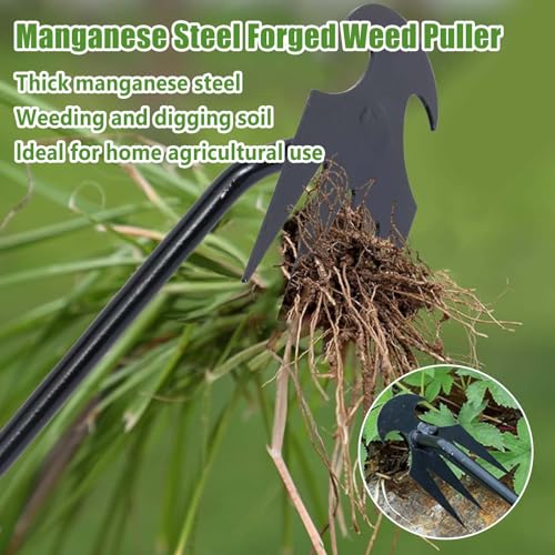 2PCS Weeding Artifact Uprooting Weeding Tool Weed Puller Tool Garden for Vegetable Gardening Farm, 2024New Weed Puller Tool，4 Teeth Manganese Steel Garden Hand Weeder Tool with Handle