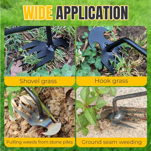 ROWPOZ Weeding Artifact Uprooting Weeding Tool, 2024 New Garden Weeding Tools Manganese Steel Portable Hand Weeder Tool, 4 Teeth Manual Weeders Tool Weed Pulling Tool (11.8 inch)