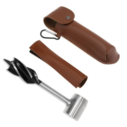 Omninmo Hand Auger Wood Drill, Bushcraft Hand Auger Wrench Portable Multipurpose Woodworking Hand Drill Tool Manual Wood Hole Maker Wrench Survival Tools for Camping and Wilderness
