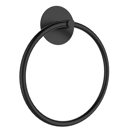 SetSail Towel Holder, Adhesive Hand Towel Holder for Bathroom Wall 304 Stainless Steel Towel Ring Matte Black Towel Hanger Heavy Duty Towel Racks for Bathroom, Kitchen