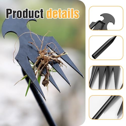 RUINXXT 21 Inch Weed Puller Garden Weed Remover Tool, New Weeding Artifact Uprooting Weeding Tool 4 Teeth Manganese Steel, Gardening Hand Tools Hand Weeder Tool Multifunctional Weeding Digger Tool