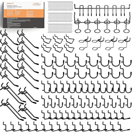 176PCS Black Pegboard Hooks Set for Garage Tool Organization