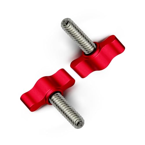 Xadnitu 1/4"-20 x 1" Thread Thumb Screw,Stainless Steel Standard/Coarse Thread with Red Adjustable Tee Wing Aluminum Knob to Remove Replace Hand Clamping Tightening Knob Power Supply, 4 Packs