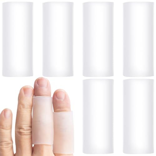 ANCIRS 6pcs Gel Finger Sleeve Protectors, Silicone Finger Support, Finger Sleeve Cushions, Gel Finger Cots/Covers for Hands Cracking, Blisters, Trigger Finger Arthritis Pain Relief