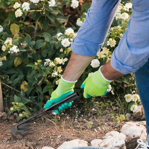 RUINXXT 21 Inch Weed Puller Garden Weed Remover Tool, New Weeding Artifact Uprooting Weeding Tool 4 Teeth Manganese Steel, Gardening Hand Tools Hand Weeder Tool Multifunctional Weeding Digger Tool