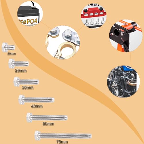 10Pcs M8 Hex Bolts M8x75mm Hex Head Bolts Stainless Steel 304 M8-1.25 Hex Bolt Fully Threaded Hex Tap Bolts Metric Hexagon Head Screw Machine Bolts Right Hand External Hex Drive