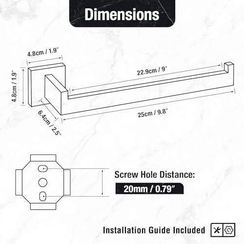 HITSLAM Matte Black 9 Inch Hand Towel Bar for Bathroom, SUS304 Stainless Steel Kitchen Hand Towel Holder Wall Mounted, Modern Home Decor Bath Towel Rack with Hardware Accessories