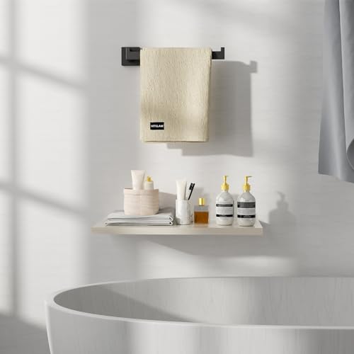HITSLAM Matte Black 9 Inch Hand Towel Bar for Bathroom, SUS304 Stainless Steel Kitchen Hand Towel Holder Wall Mounted, Modern Home Decor Bath Towel Rack with Hardware Accessories