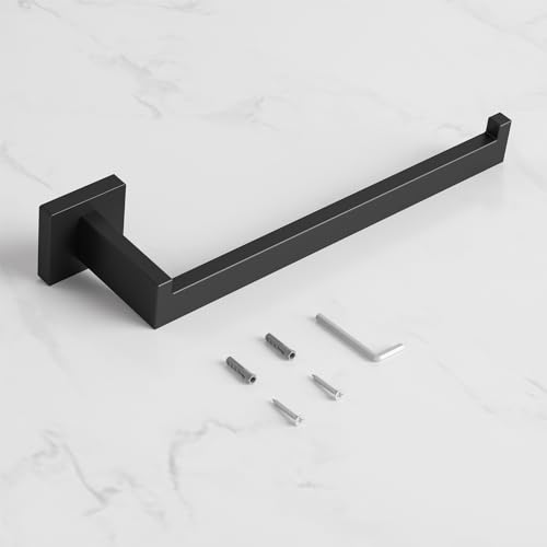 HITSLAM Matte Black 9 Inch Hand Towel Bar for Bathroom, SUS304 Stainless Steel Kitchen Hand Towel Holder Wall Mounted, Modern Home Decor Bath Towel Rack with Hardware Accessories