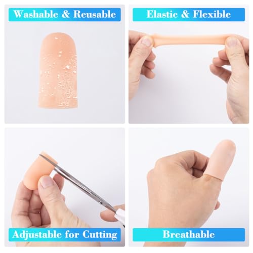 ANCIRS 10pcs Gel Finger Support Protector Caps Gloves, Gel Finger Cots/Covers, Silicone Fingertips for Hands Cracking, Eczema Skin, Trigger Finger Arthritis Pain Relief