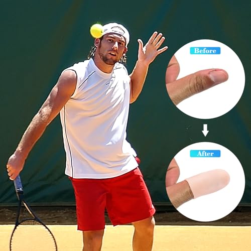 ANCIRS 10pcs Gel Finger Support Protector Caps Gloves, Gel Finger Cots/Covers, Silicone Fingertips for Hands Cracking, Eczema Skin, Trigger Finger Arthritis Pain Relief