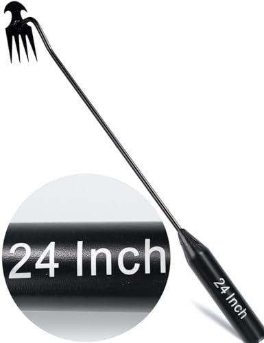 24 inch Weed Puller Tool Garden Weed Pulling Tool, Portable Garden Weeder Tool Uprooting Weeding Tool, 4 Teeth Manganese Steel Forged Hand Weeder for Vegetable Gardening Backyard Farm Planting Weeding