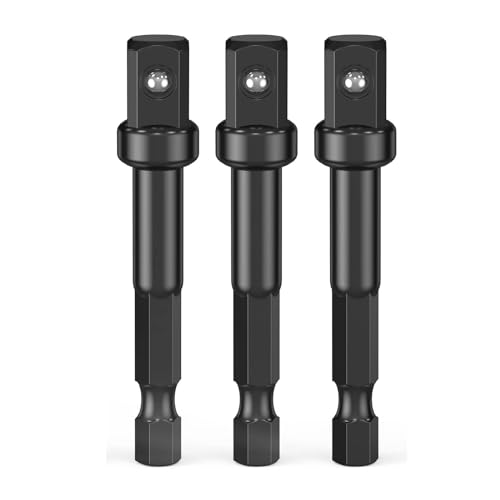 Fruholt Impact Grade Power Hand Tools Driver Sockets Adapter Set for Drill - 3 Pack 3/8 Socket Adapter 1/4 Inch to 3/8 Socket Adapter Kit for Impact Driver,Automotive DIY,Handle Nut Driver and Drills