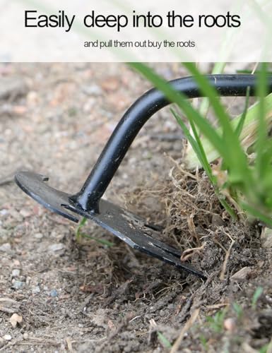 24 inch Weed Puller Tool Garden Weed Pulling Tool, Portable Garden Weeder Tool Uprooting Weeding Tool, 4 Teeth Manganese Steel Forged Hand Weeder for Vegetable Gardening Backyard Farm Planting Weeding