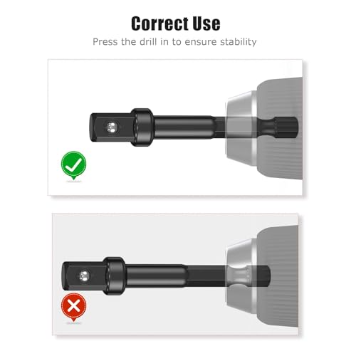 Fruholt Impact Grade Power Hand Tools Driver Sockets Adapter Set for Drill - 3 Pack 3/8 Socket Adapter 1/4 Inch to 3/8 Socket Adapter Kit for Impact Driver,Automotive DIY,Handle Nut Driver and Drills