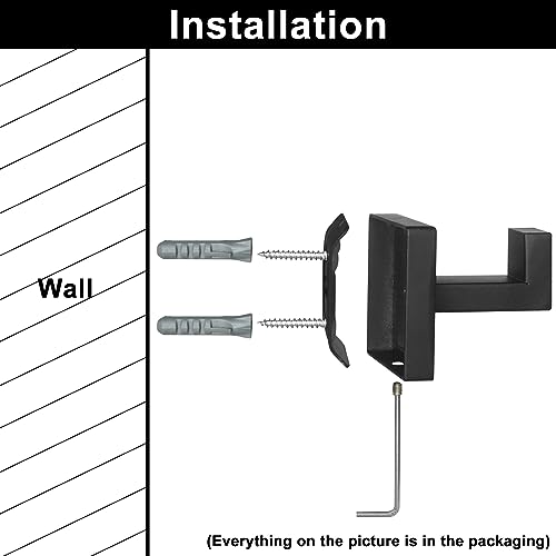 IBosins 2 Pack Towel Hooks Hand Towel Holder for Bathroom Wall Livingroom Bedroom Kitchen Closet Heavy Duty Stainless Steel Hook Hanger for Robe, Bath Towel, Coat (Square Matte Black)