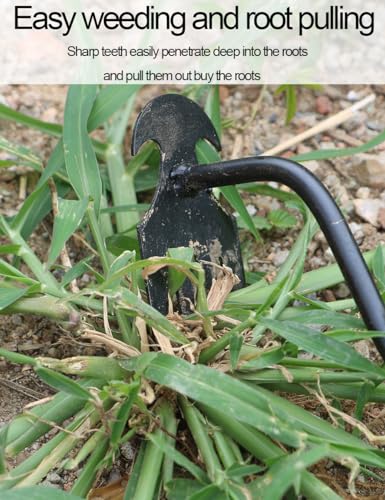 24 inch Weed Puller Tool Garden Weed Pulling Tool, Portable Garden Weeder Tool Uprooting Weeding Tool, 4 Teeth Manganese Steel Forged Hand Weeder for Vegetable Gardening Backyard Farm Planting Weeding