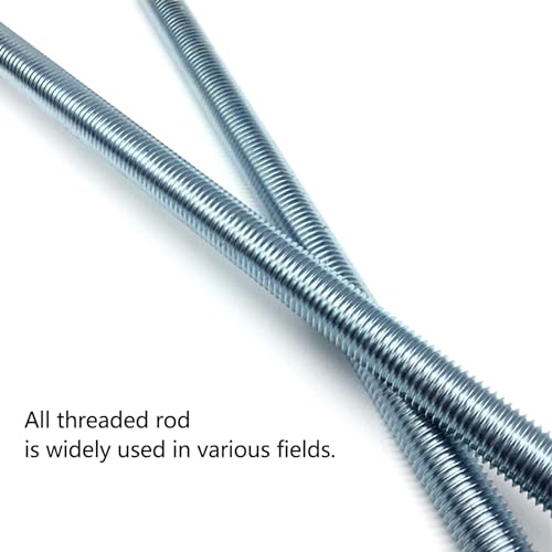 NIDAYE Fully Threaded Rod, Zinc Plated Finishing, 1/4" -20 Thread Size, 12" Length, Right Hand Threads