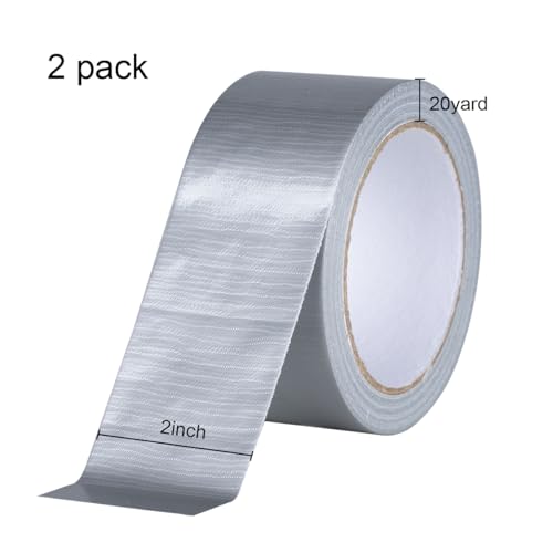 XUXU 2 Pack Duct Tape Heavy Duty Waterproof Silver Duct Tape, Strong Adhesive Duct Tape Bulk for Indoor Outdoor Repairs Tear by Hand, 40 Yards x 2 Inch Total