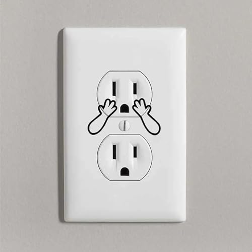 BETM Funny Outlet Cover Decal Creative Arm and Hand Outlet Decals Wall Outlet Sticker Electrical Outlet Stickers Hands Cute Socket Stickers(Per Set 6 Outline Decals and 6 Solid Decals) (2 Set)
