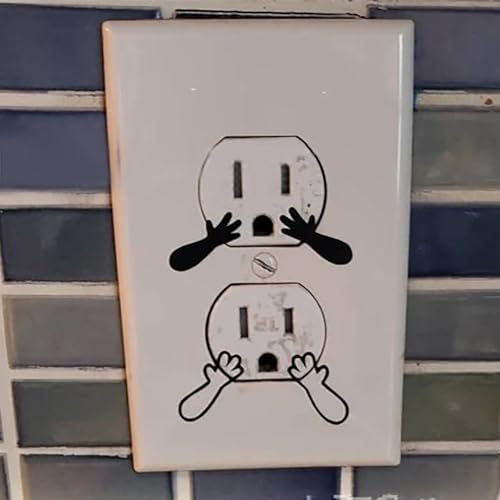 BETM Funny Outlet Cover Decal Creative Arm and Hand Outlet Decals Wall Outlet Sticker Electrical Outlet Stickers Hands Cute Socket Stickers(Per Set 6 Outline Decals and 6 Solid Decals) (2 Set)