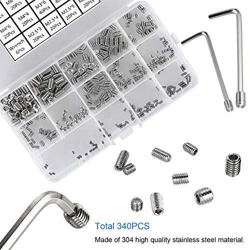 HanTof 340pcs Metric Hex Socket Set Screw Assortment