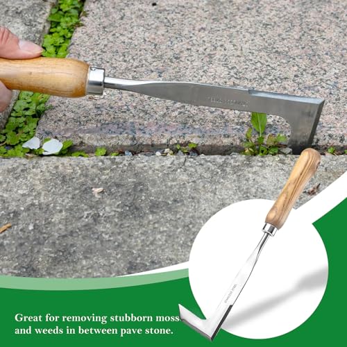 LAKIDOGS 2 Pack Uprooting Weeding Tool, Gardening 4 Claw Hand Weed Remover Tool and L-Shape Manual Grass Removal Set, Manganese Steel Weeder Puller for Lawn Garden, Yard, Farm and Driveway