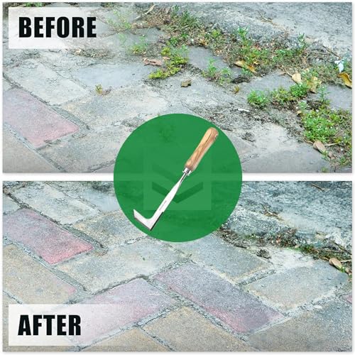 LAKIDOGS 2 Pack Uprooting Weeding Tool, Gardening 4 Claw Hand Weed Remover Tool and L-Shape Manual Grass Removal Set, Manganese Steel Weeder Puller for Lawn Garden, Yard, Farm and Driveway