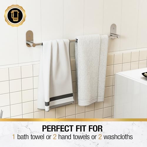 HITSLAM Brushed Nickel Self Adhesive Towel Bar for Bathroom 24 Inch, SUS304 Stainless Steel Towel Rack Wall Mounted, Hand Towel Holder with Hardware Accessories, No Drilling or Screws Wall-Mount