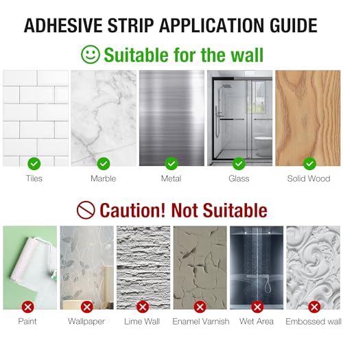 HITSLAM Brushed Nickel Self Adhesive Towel Bar for Bathroom 24 Inch, SUS304 Stainless Steel Towel Rack Wall Mounted, Hand Towel Holder with Hardware Accessories, No Drilling or Screws Wall-Mount