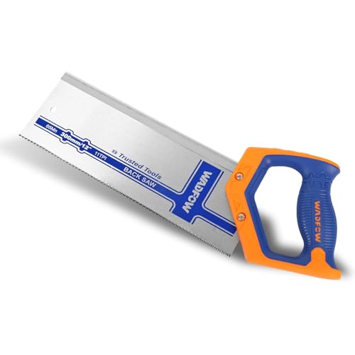 WADFOW 12 Inch Pro Hand Saw, 11 TPI Fine-Cut Soft-Grip Hardpoint Handsaw Perfect for Sawing, Trimming, Gardening, Drywall, Plastic Pipes, Sharp Blade, Ergonomic Non-Slip Handle