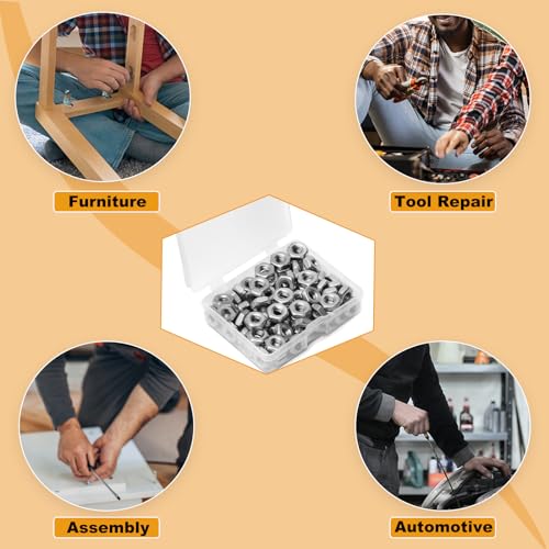 50pcs M6 Hex Nut, Stainless Steel 304, Hex Drive, Metric M6x1 Nuts Fasteners, Replacement Nut, Right Hand, M6-1.0mm Hexagonal Nut