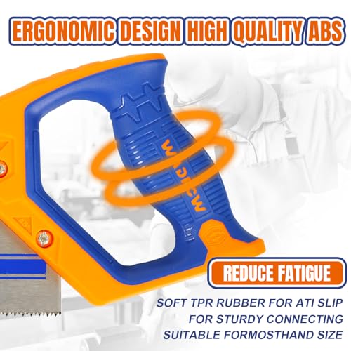 WADFOW 12 Inch Pro Hand Saw, 11 TPI Fine-Cut Soft-Grip Hardpoint Handsaw Perfect for Sawing, Trimming, Gardening, Drywall, Plastic Pipes, Sharp Blade, Ergonomic Non-Slip Handle