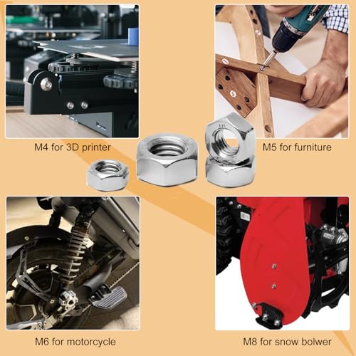 50pcs M6 Hex Nut, Stainless Steel 304, Hex Drive, Metric M6x1 Nuts Fasteners, Replacement Nut, Right Hand, M6-1.0mm Hexagonal Nut