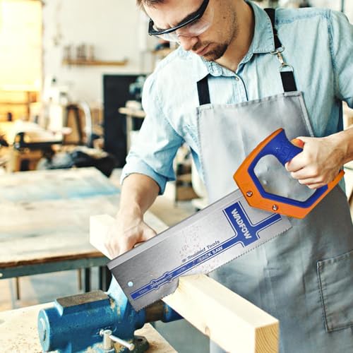 WADFOW 12 Inch Pro Hand Saw, 11 TPI Fine-Cut Soft-Grip Hardpoint Handsaw Perfect for Sawing, Trimming, Gardening, Drywall, Plastic Pipes, Sharp Blade, Ergonomic Non-Slip Handle