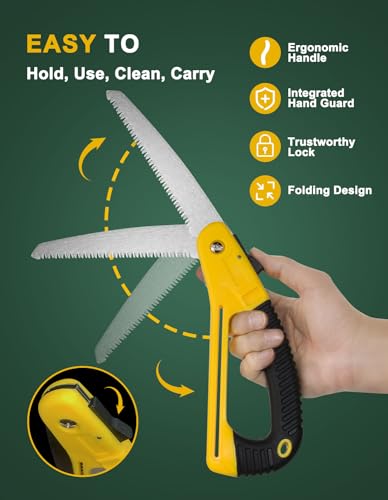 KIKETECH Folding Saw, Pruning Saw for Hand Guards, Hand Saw for Cutting Wood, 7-Inch Camping Saw with Sharp Blade Quality SK-5 Steel, Outdoor Small Camping Saw, Portable Garden Saw