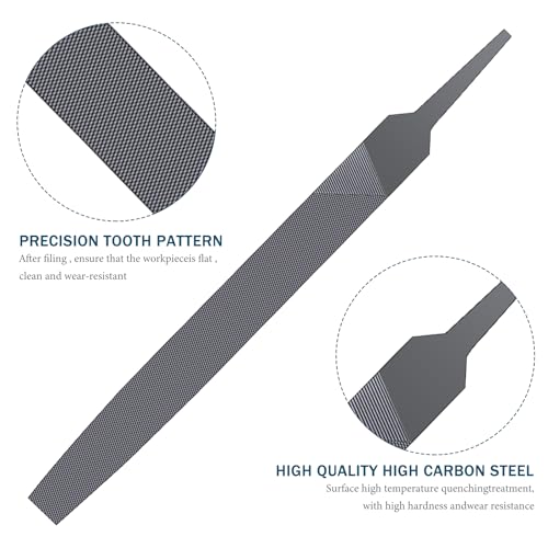 6-inch Flat Medium Cut File Double Cut Teeth High Hardened Steel Hand File Without Handle Suitable for Shaping Wood, Metal, Plastic
