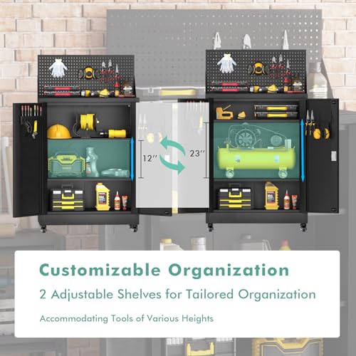 43" Metal Rolling Storage Cabinet with Lockable Wheels