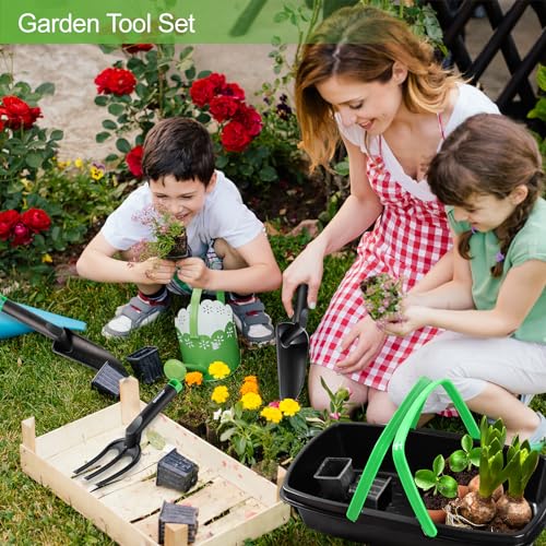 Garden Tool Set, Brewin Gardening Tool Set with Multi-Purpose Basket, Garden Kneeler, Trowel, Transplanter, Fork, Cultivator, Hand Hoe, Claw. Sturdy & Lightweight Outdoor Hand Tools