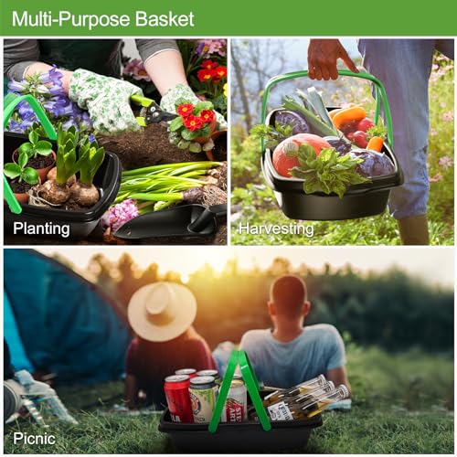 Garden Tool Set, Brewin Gardening Tool Set with Multi-Purpose Basket, Garden Kneeler, Trowel, Transplanter, Fork, Cultivator, Hand Hoe, Claw. Sturdy & Lightweight Outdoor Hand Tools