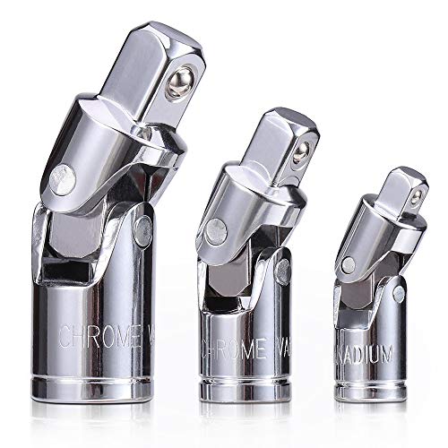 3-Piece Chrome Vanadium Universal Swivel Socket Adapter Set
