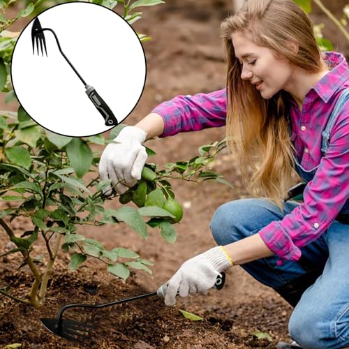 YDKOJGW 3 pcs Weed Removal Tool, 2024 New Garden Weed Puller Tools Hand Weeder Tool with Rubber Handle, 4 Teethes Dual Purpose Manual Weeders Tool Weed Pulling Tool for Garden (GBR2)