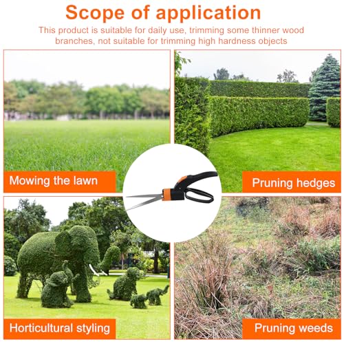 Grass Shears Handheld, Grass Clipper Cutter Plant Cutting Scissors, Stainless Steel Hand Lawn Scissors, Ultra-Sharp Grass Shears Manual Multifunction Gardening Trimming Shears 360 Degree Swivel Blades