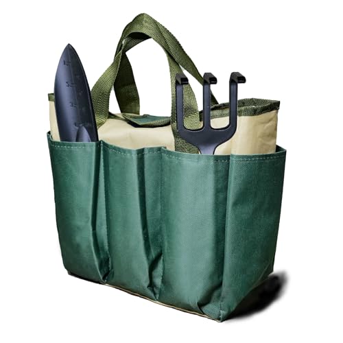 TERESRY Garden Tools Bag for Gardening Tools, Gardening Hand Tools Bag with 8 Deep Pockets and Velcro, Gardening Storage Bag for for Women and Men, Practical Garden Tool Organizer